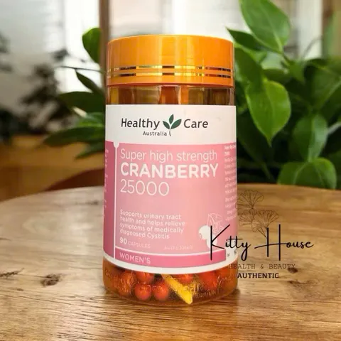 Viên uống Healthy Care Cranberry 25000mg hỗ trợ tiết niệu - Lọ 90 viên, giảm viêm bàng quang và bảo vệ sức khỏe đường tiết niệu.