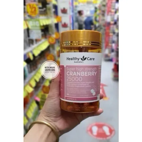 Viên uống Healthy Care Cranberry 25000mg hỗ trợ tiết niệu - Lọ 90 viên, giảm viêm bàng quang và bảo vệ sức khỏe đường tiết niệu.