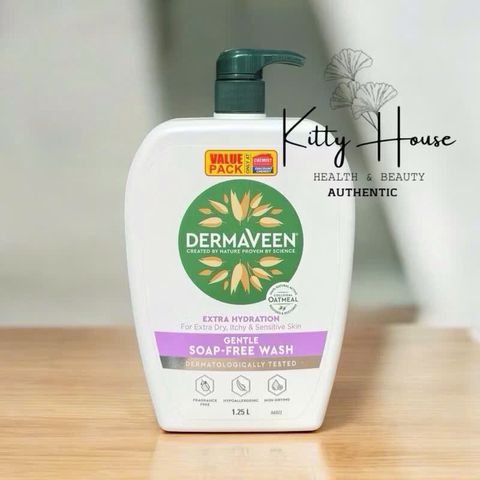 Sữa Tắm Dịu Nhẹ Dermaveen - Chai 1 Lít, Rửa Mặt An Toàn Cho Da Khô & Nhạy Cảm, Lý Tưởng Cho Trẻ Em & Người Lớn
