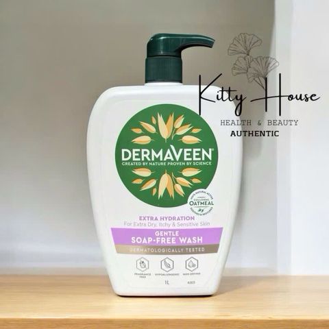 Sữa Tắm Dịu Nhẹ Dermaveen - Chai 1 Lít, Rửa Mặt An Toàn Cho Da Khô & Nhạy Cảm, Lý Tưởng Cho Trẻ Em & Người Lớn