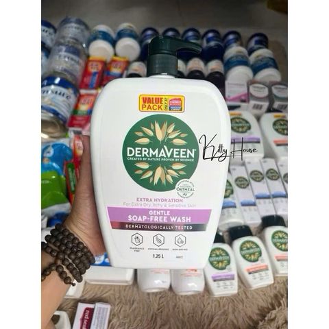 Sữa Tắm Dịu Nhẹ Dermaveen - Chai 1 Lít, Rửa Mặt An Toàn Cho Da Khô & Nhạy Cảm, Lý Tưởng Cho Trẻ Em & Người Lớn