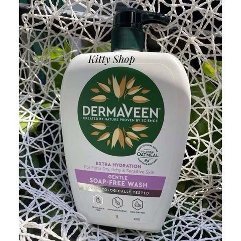 Sữa Tắm Dịu Nhẹ Dermaveen - Chai 1 Lít, Rửa Mặt An Toàn Cho Da Khô & Nhạy Cảm, Lý Tưởng Cho Trẻ Em & Người Lớn