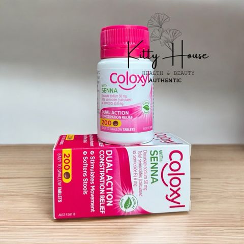 Viên uống giảm táo bón Coloxyl With Senna 200V - Hỗ trợ tiêu hóa nhanh chóng, dễ nuốt cho người lớn và trẻ em trên 12 tuổi