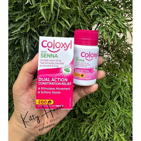 Viên uống giảm táo bón Coloxyl With Senna 200V - Hỗ trợ tiêu hóa nhanh chóng, dễ nuốt cho người lớn và trẻ em trên 12 tuổi