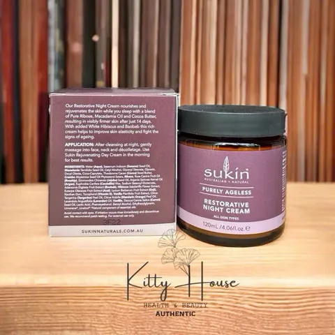 Kem Dưỡng Da Ban Đêm Sukin Purely Ageless - Chống Lão Hóa & Cấp Ẩm Hiệu Quả 120ml cho Da Mịn Màng, Săn Chắc