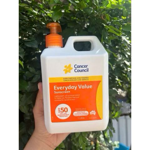 Kem Chống Nắng SPF50+ Cancer Council Everyday - Dưỡng Ẩm, Chống Thấm Nước, Phù Hợp Da Nhạy Cảm, Hàng Chính Hãng 1 Lít