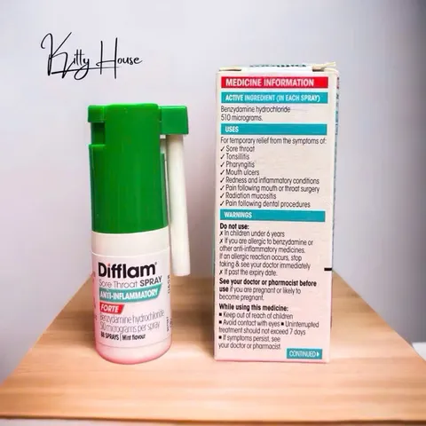 Xịt Họng Difflam Forte 15ml - Thuốc Xịt Bạc Hà Giúp Giảm Đau Họng cho Người Lớn và Trẻ Em từ 6 Tuổi Trở Lên