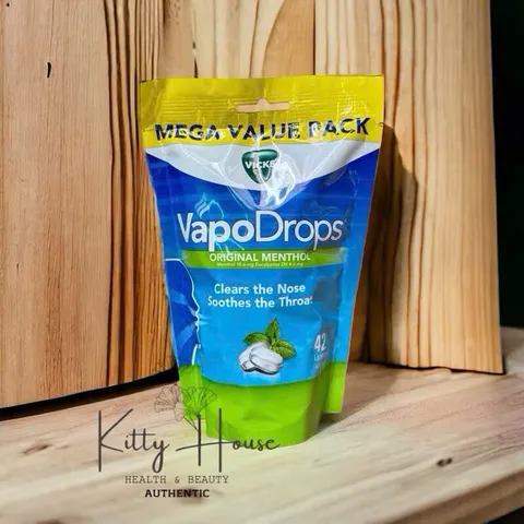 Viên kẹo ngậm giảm ho Vicks VapoDrops Original Menthol & Butter Menthol túi 42 viên