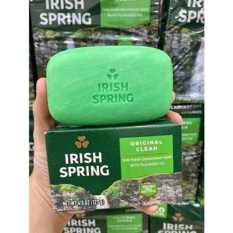 Xà bông cục Irish Spring Deodorant Soap 113g - Ngăn mùi, Thơm lâu, Giữ ẩm, Sử dụng tắm và rửa tay, Hàng Mỹ