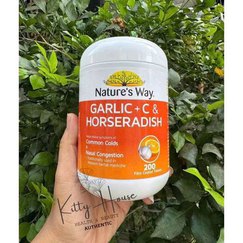 Viên uống Nature's Way Tỏi + Vitamin C & Cỏ Ngựa - Hỗ Trợ Miễn Dịch và Giảm Viêm Xoang, Lọ 200 Viên