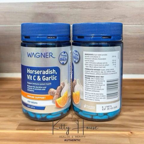 Viên uống tăng miễn dịch Wagner Horseradish Vitamin C & Garlic lọ 200V