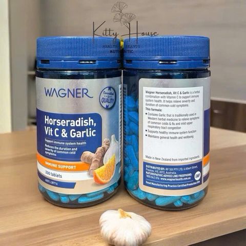 Viên uống tăng miễn dịch Wagner Horseradish Vitamin C & Garlic lọ 200V