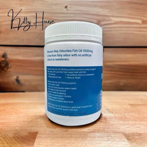 Viên uống Dầu Cá Nature's Way Fish Oil 1000mg Không Mùi - Hỗ Trợ Tim Mạch và Khớp - Lọ 450 Viên Từ Úc