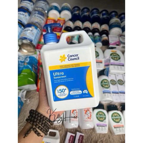 Kem Chống Nắng Cancer Council Ultra Sunscreen SPF 50+ - 1 Lít Bảo Vệ Da Toàn Diện, Phù Hợp Với Mọi Loại Da, Chống Nắng Hiệu Quả Tại Úc