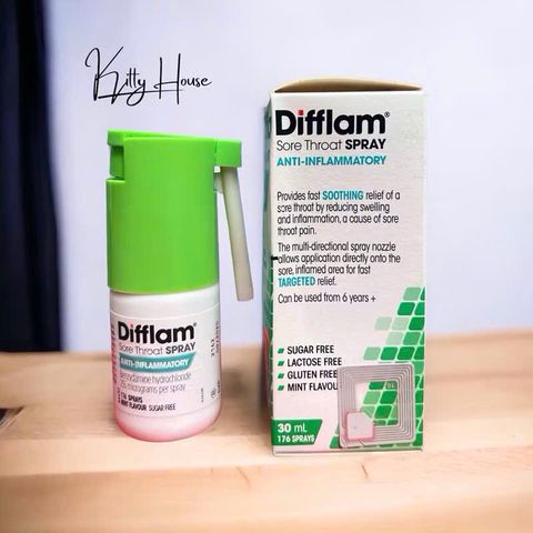 Xịt Họng Difflam 176 Spray Vị Bạc Hà - Giúp Giảm Ngứa Cổ Tặng Bé Từ 6 Tuổi Trở Lên, Thoải Mái, Hiệu Quả