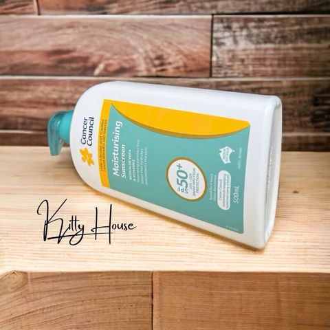 Kem Chống Nắng Dưỡng Ẩm Cancer Council SPF 50+ với Aloe Vera & Vitamin E - bảo vệ UVA/UVB, chai 500ml
