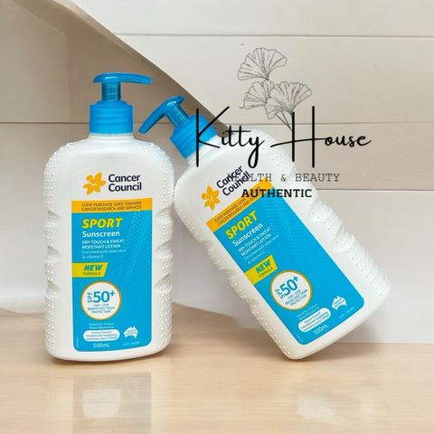 Kem Chống Nắng Cancer Council Sport SPF 50+ - Dry Touch & Sweat Resistant 500ml, Bảo Vệ Da Trong Các Hoạt Động Ngoài Trời