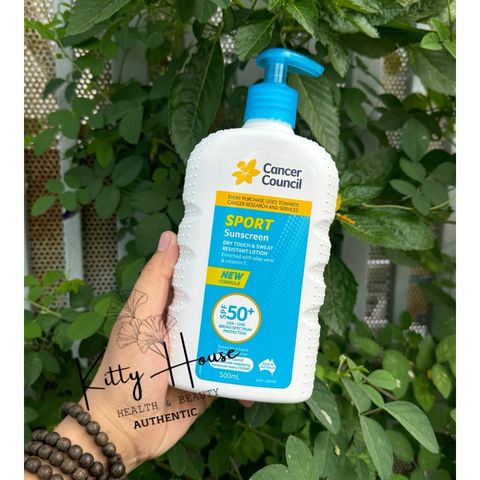 Kem Chống Nắng Cancer Council Sport SPF 50+ - Dry Touch & Sweat Resistant 500ml, Bảo Vệ Da Trong Các Hoạt Động Ngoài Trời