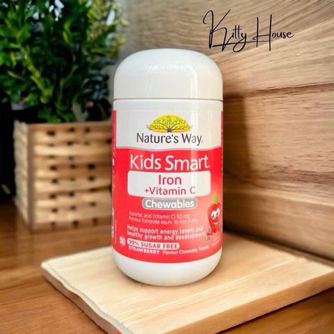 Viên kẹo nhai Sắt cho trẻ em Nature's Way Kids Smart Iron + Vitamin C 50 viên - Hỗ trợ phát triển khỏe mạnh và tăng cường miễn dịch