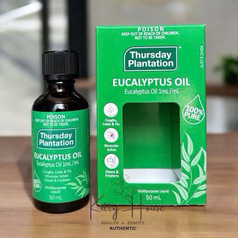 Tinh Dầu Khuynh Diệp Nguyên Chất Thursday Plantation 100ml & 50ml - Giảm Cảm, Kháng Khuẩn, Dành Cho Bé và Mẹ Bầu