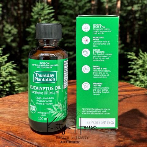 Tinh Dầu Khuynh Diệp Nguyên Chất Thursday Plantation 100ml & 50ml - Giảm Cảm, Kháng Khuẩn, Dành Cho Bé và Mẹ Bầu