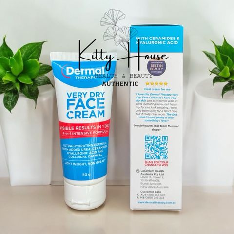 Kem Dưỡng ẩm Da Mặt Dermal Very Dry Face Cream 50g - Dưỡng ẩm Chuyên Sâu, Phục Hồi Da Khô, Chứa Ceramides và Axit Hyaluronic