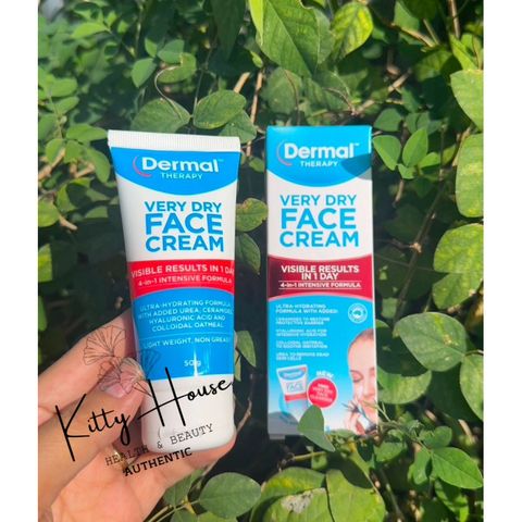 Kem Dưỡng ẩm Da Mặt Dermal Very Dry Face Cream 50g - Dưỡng ẩm Chuyên Sâu, Phục Hồi Da Khô, Chứa Ceramides và Axit Hyaluronic
