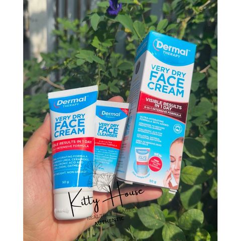 Kem Dưỡng ẩm Da Mặt Dermal Very Dry Face Cream 50g - Dưỡng ẩm Chuyên Sâu, Phục Hồi Da Khô, Chứa Ceramides và Axit Hyaluronic