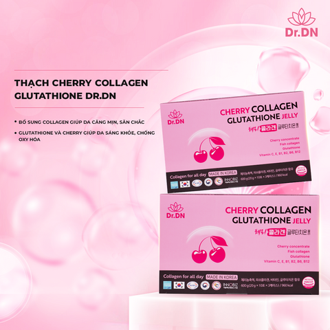 Thạch Cherry Collagen Glutathione Dr.DN - Cải Thiện Độ Đàn Hồi, Làm Sáng Da, Hỗ Trợ Giảm Nếp Nhăn, Hương Vị Ngon, Tiện Lợi Sử Dụng