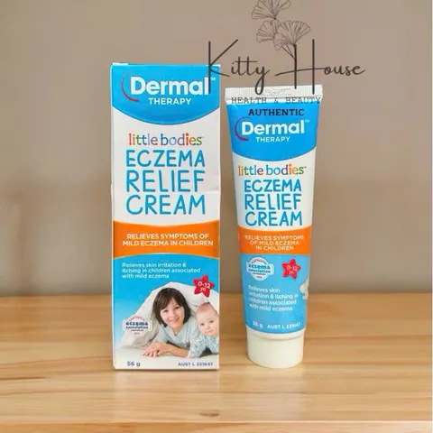 Kem bôi chàm da cho trẻ em Little Bodies - Eczema Relief Cream 56g với bột yến mạch và Aloe Vera, giảm ngứa và kích ứng da.