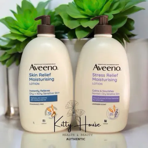 Sữa Dưỡng Ẩm Aveeno Stress Relief Hương Oải Hương - Kem Dưỡng Da Thường và Khô Nhạy Cảm 1L
