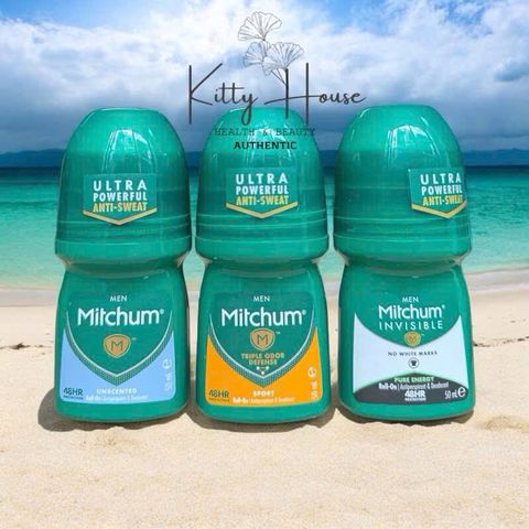 Lăn Khử Mùi Mitchum for Men 50ml - Chất Khử Mùi Ngăn Mồ Hôi 48 Giờ, Dạng Lăn Tiên Tiến, Sport, Unscented, Pure Energy