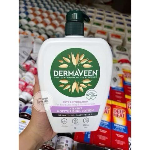 Kem Dưỡng Ẩm Da Dermaveen Extra Gentle 1L - Lotion Giữ Ẩm Sâu Cho Da Khô, Nhạy Cảm, Bột Yến Mạch Tự Nhiên