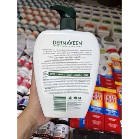 Kem Dưỡng Ẩm Da Dermaveen Extra Gentle 1L - Lotion Giữ Ẩm Sâu Cho Da Khô, Nhạy Cảm, Bột Yến Mạch Tự Nhiên