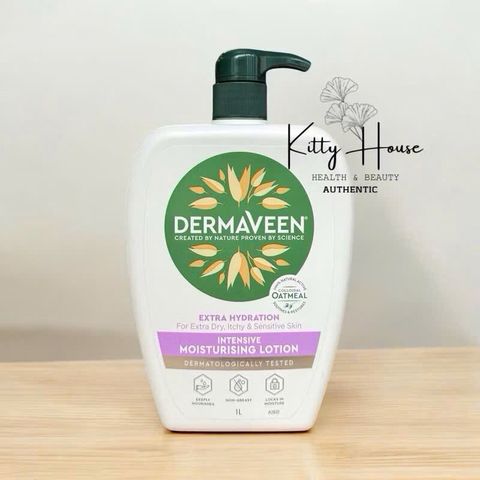 Kem Dưỡng Ẩm Da Dermaveen Extra Gentle 1L - Lotion Giữ Ẩm Sâu Cho Da Khô, Nhạy Cảm, Bột Yến Mạch Tự Nhiên