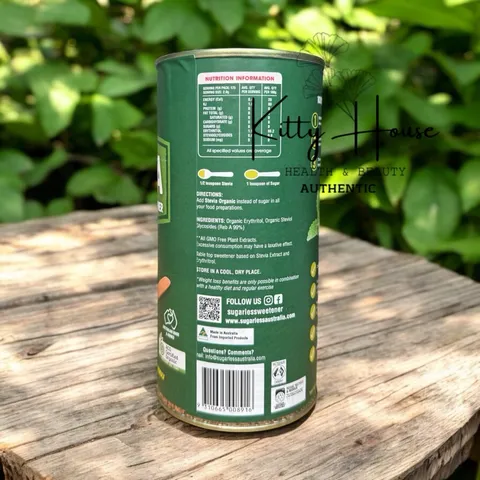 Đường cỏ ngọt Earthia Organics Stevia 350g - Thay thế đường cho người tiểu đường, giảm cân, 100% tự nhiên, không calories