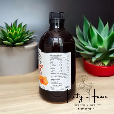 Giấm táo mật ong hữu cơ Barnes Naturals 500ML - Giấm cái tự nhiên, không lọc, giàu lợi khuẩn, Certified Organic Australia