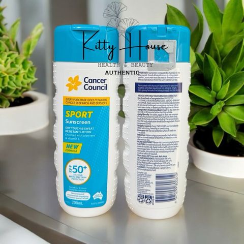 Kem Chống Nắng Cancer Council SPF 50 Sport - Dry Touch & Sweat Resistant 200ml - Bảo Vệ Da Cho Người Đam Mê Thể Thao Ngoài Trời