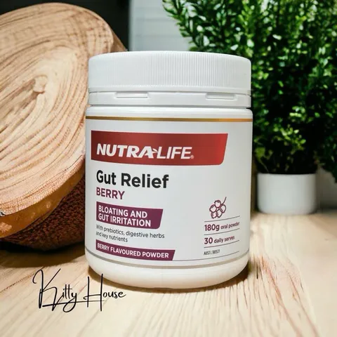 Bột Hỗ Trợ Tiêu Hóa Nutralife Gut Relief Berry 180g - Giảm Đầy Hơi, Hỗ Trợ Tiêu Hóa với Prebiotic và Glutamine