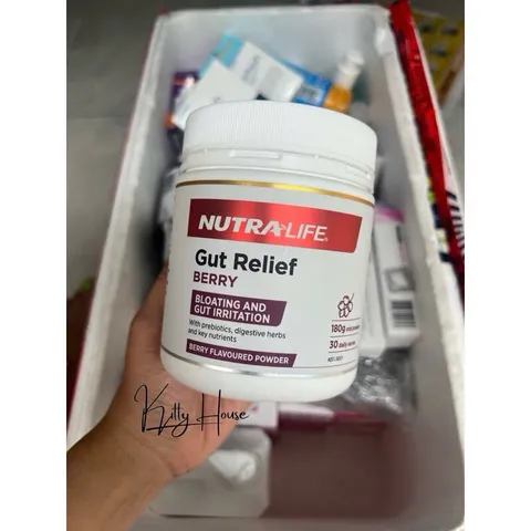 Bột Hỗ Trợ Tiêu Hóa Nutralife Gut Relief Berry 180g - Giảm Đầy Hơi, Hỗ Trợ Tiêu Hóa với Prebiotic và Glutamine