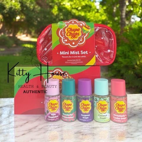 Bộ xịt thơm mini toàn thân Chupa Chups 5 chai 75ml - Hương mâm xôi, hoa & caramel ngọt ngào, quà tặng lý tưởng cho bé gái