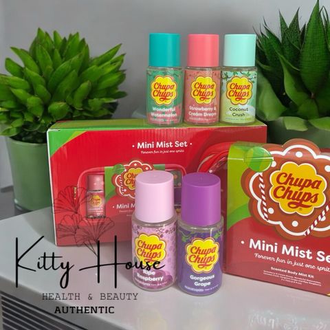 Bộ xịt thơm mini toàn thân Chupa Chups 5 chai 75ml - Hương mâm xôi, hoa & caramel ngọt ngào, quà tặng lý tưởng cho bé gái