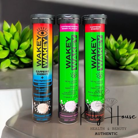 Viên sủi bổ sung năng lượng Wakey Wakey Caffeine Effervescent - Tăng cường sức sống với 100mg Caffeine, Guarana & Vitamin thiết yếu, tuýp 20 viên