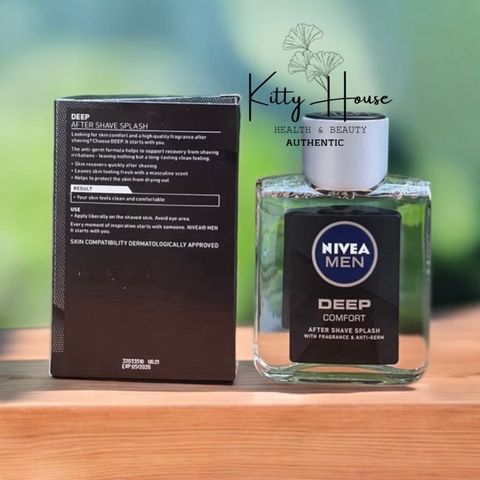 Nivea Men Deep Comforting Post Shave Splash 100ml - Dưỡng Da Sau Cạo Râu, Giảm Kích Ứng, Hương Gỗ Nam Tính