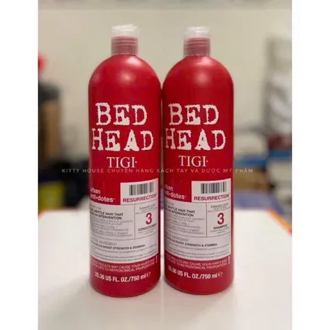 Set Gội Xả Tigi Đỏ Bed Head 750ml - Dầu Gội Phục Hồi Tóc Hư Tổn Cấp Độ 3, Chăm Sóc Tóc Khô Xơ, Best Seller Mỹ