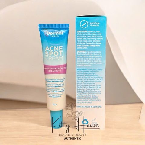 Kem Bôi Giảm Mụn Dermal Therapy Acne Spot Cream 30g - Kiểm Soát Dầu Thừa, Làm Dịu Da Nhạy Cảm, Ngừa Sẹo và Mụn Hiệu Quả