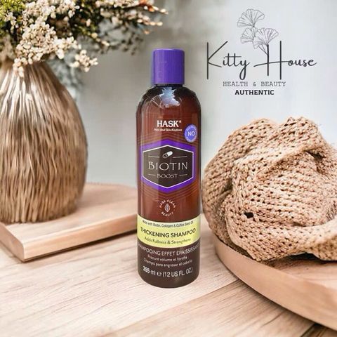 Dầu Gội Hask Biotin Boost 355ml - Tăng Cường Mọc Tóc, Ngăn Rụng Tóc, Collagen & Coffee Cho Tóc Khỏe Mạnh, Chăm Sóc Tóc Mỏng