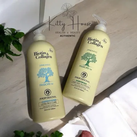 Set dầu gội và dầu xả Biotin & Collagen trắng chai 1000ml