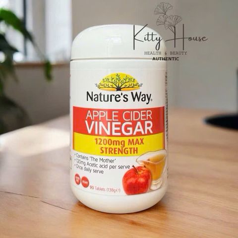 Viên uống giấm táo Nature's Way 1200mg - Hỗ trợ giảm cân, tiêu hóa và detox hiệu quả, lọ 90 viên