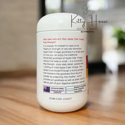 Viên uống giấm táo Nature's Way 1200mg - Hỗ trợ giảm cân, tiêu hóa và detox hiệu quả, lọ 90 viên